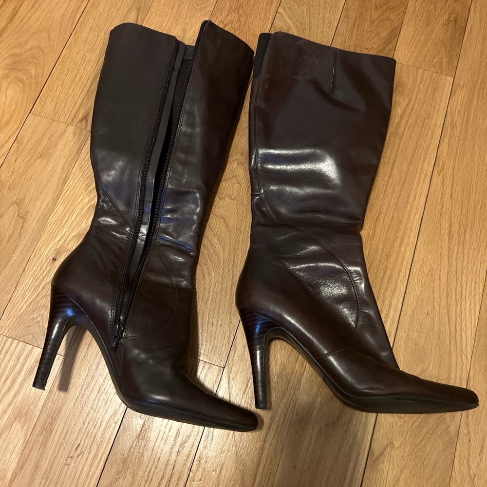 Nine West Dark Brown Heeled Boots